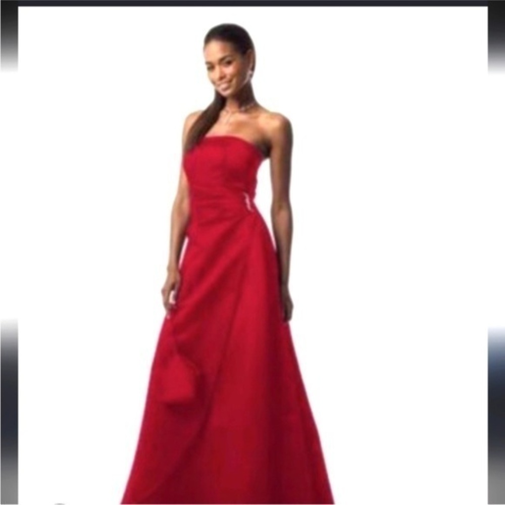 David's Bridal Strapless Red Dress